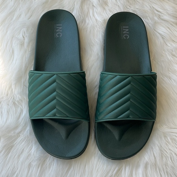 🆕 INC Men’s Xander Open Toe Slip On Slide Sandals Shoes Dark Green Size 12M - Picture 2 of 5